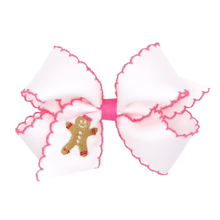 Gingerbread Cookie Embroidered Moonstitch Bow