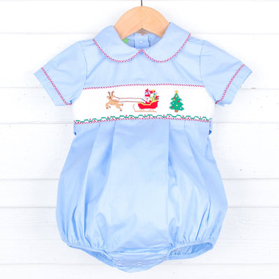 North Pole Smocked Collared Bubble