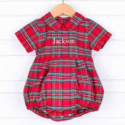 Manchester Plaid Red Collared Bubble