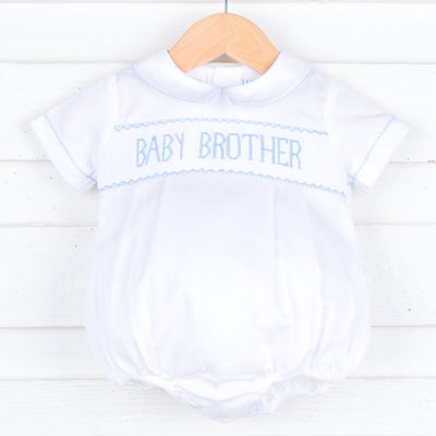 Baby Brother Smocked Bubble White Pique