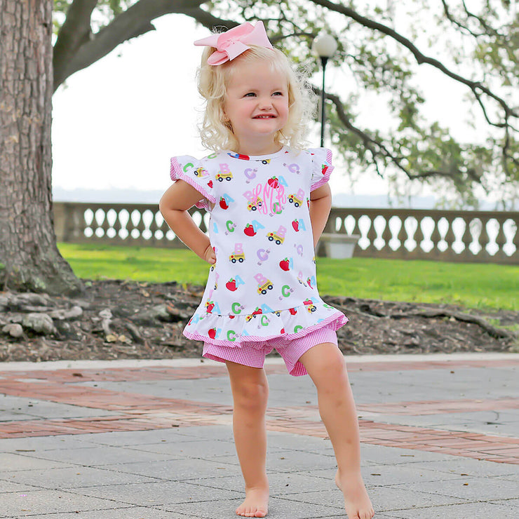 ABC Pink Knit Print Milly Short Set – Smocked Auctions