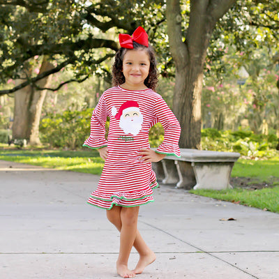 Happy Santa Red and White Stripe Milly Dress