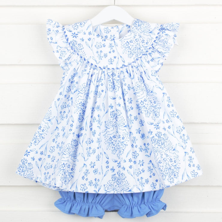 Bunny Blooms Lucy Bloomer Set White and Blue