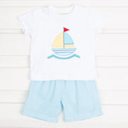 Turquoise Sailboat Boy Short Set
