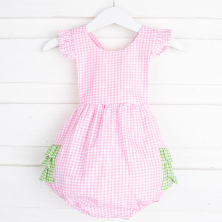 Pink and Green Gingham Ruffle Bubble