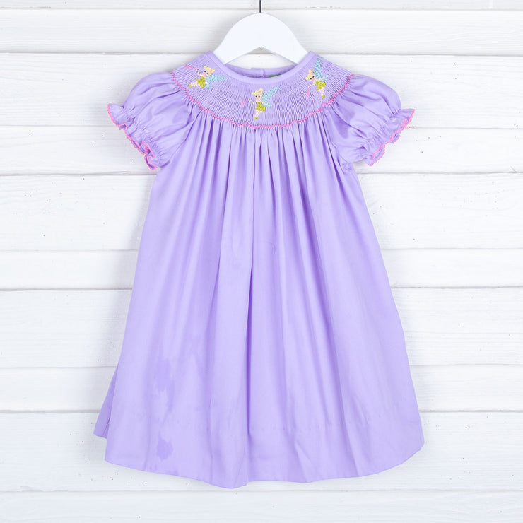 Neverland Fairy Purple Smocked Bishop Dress