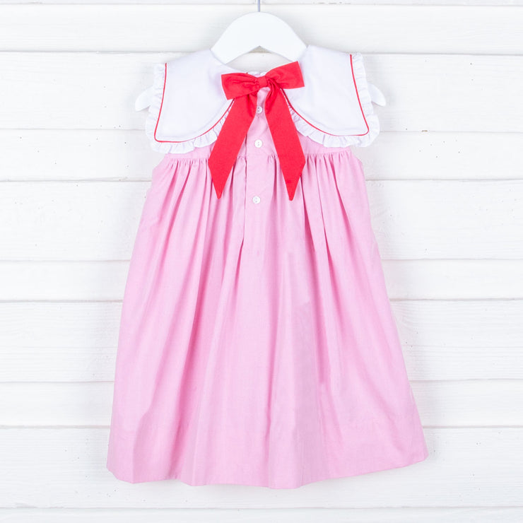 Embroidered Sailboat Pink Sun Dress