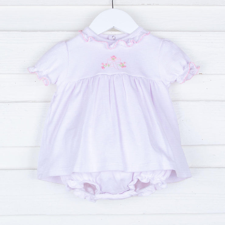 Embroidered Bow Ruffle Bloomer Dress
