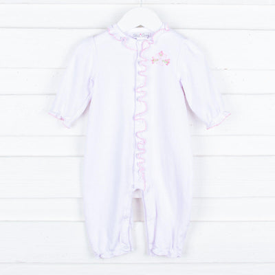 Embroidered Bow White Knit Onesie