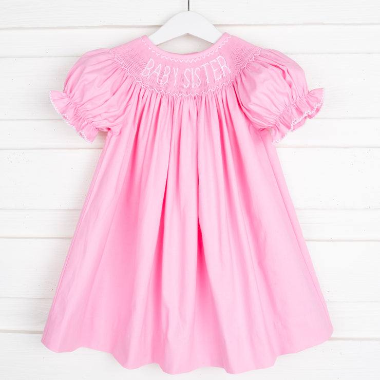 Baby Sister Smocked Pink Dress