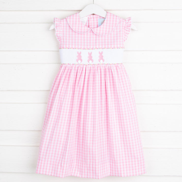 Bunny Bum Smocked Collared Dress Pink Check