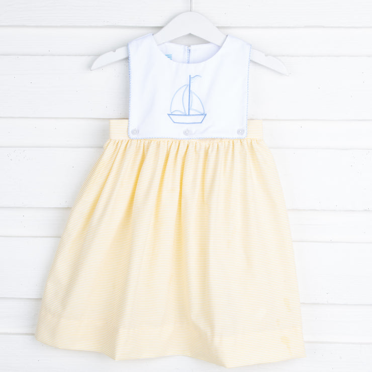 Sailboat Yellow Stripe Bib Dress