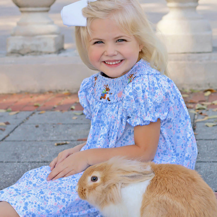 Storybook Rabbit Smocked Floral Dress