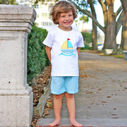Turquoise Sailboat Boy Short Set