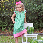 Pink Watermelon Smocked Dress Green Check