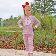 Floral Heart Red Stripe Pajamas