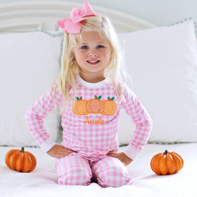 Pumpkin Cluster Pink Gingham Pajamas