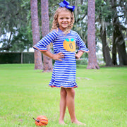 Pumpkin Royal Blue Stripe Milly Dress