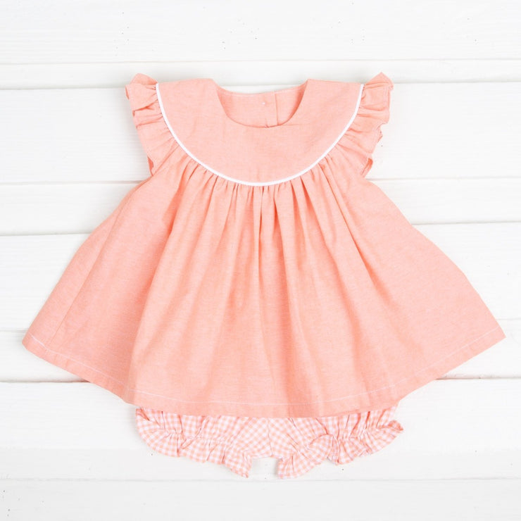 Peach Chambray Lucy Bloomer Set 
