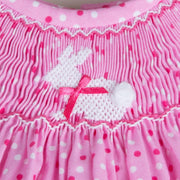 Bunny Silhouette Smocked Bubble Pink Polka Dot