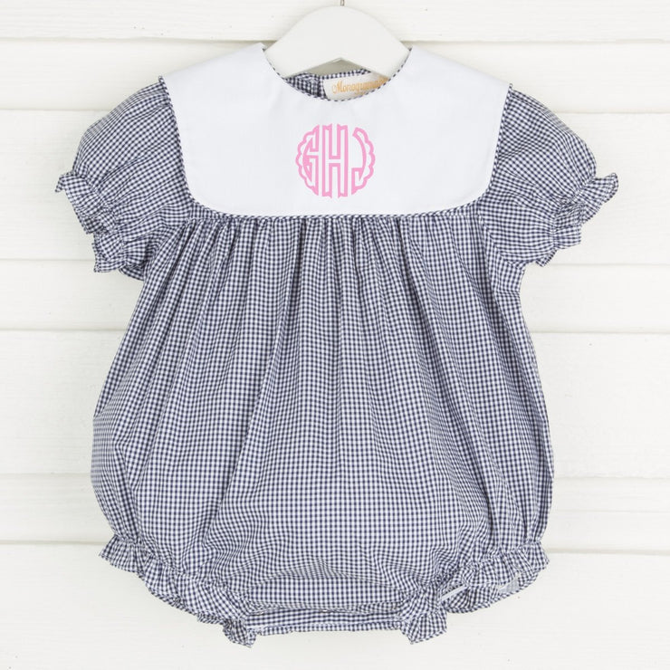 Girls Collared Bubble Navy Gingham
