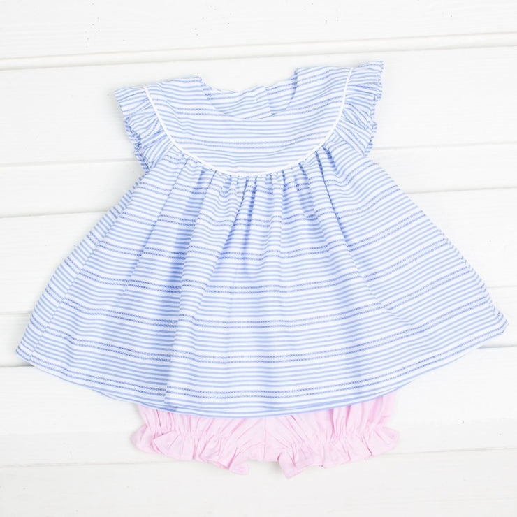 Stripe Lucy Bloomer Set Blue and Pink