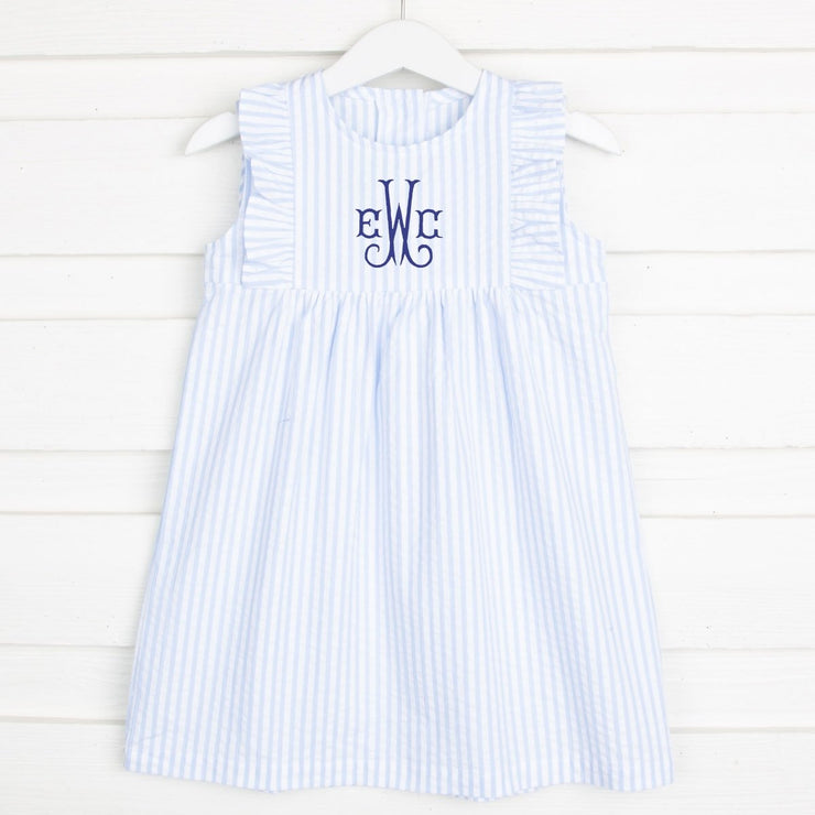 Baby Blue Kate Dress Stripe Seersucker