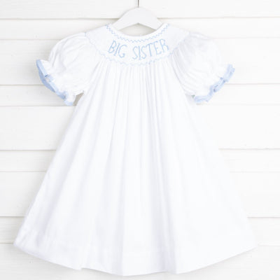 Big Sister Smocked White Dress