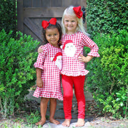 Red Gingham Santa Face Milly Dress