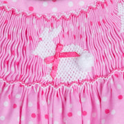 Smocked Bunny Silhouette Dress Pink Polka Dot