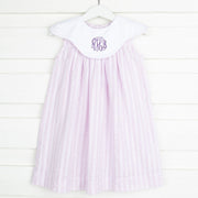 Scallop Bib Dress Lavender Stripe