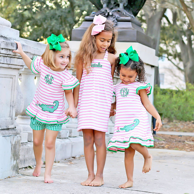 Pink And Green Alligator Milly Short Set