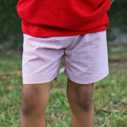 Red Striped Seersucker Shorts