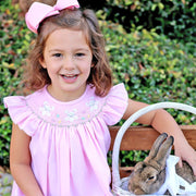 Bunny and Egg Smocked Dress Light Pink