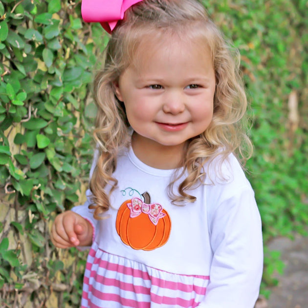 Pumpkin Pink Stripe Sophia Dress – Smocked Auctions